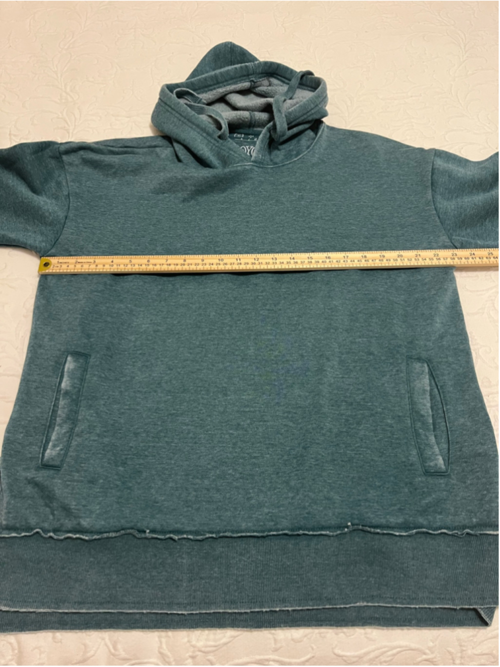 Women's Royce Washed Teal Hoodie Sweatshirt Size L - Picture 7 of 9